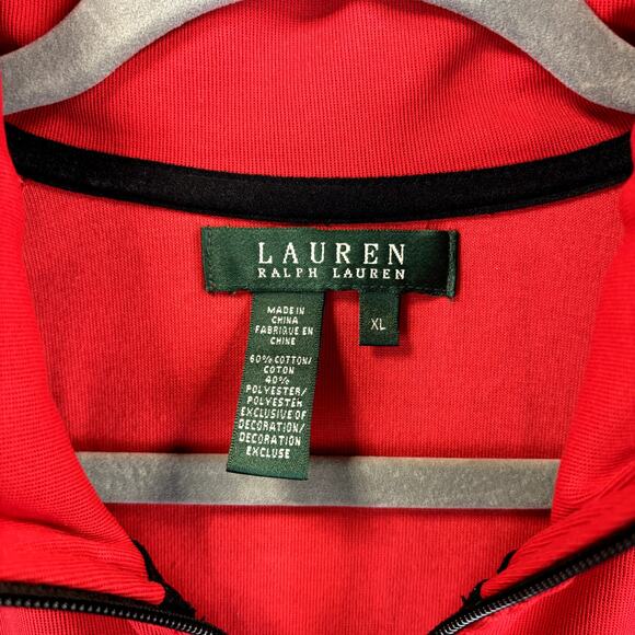 LRL Ralph Lauren Jacket Womens XL Red Preppy Crest Logo Lightweight Pockets LS - Picture 6 of 10